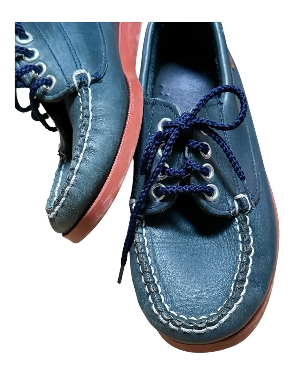 Kids Navy Leather Moccasin Shoes